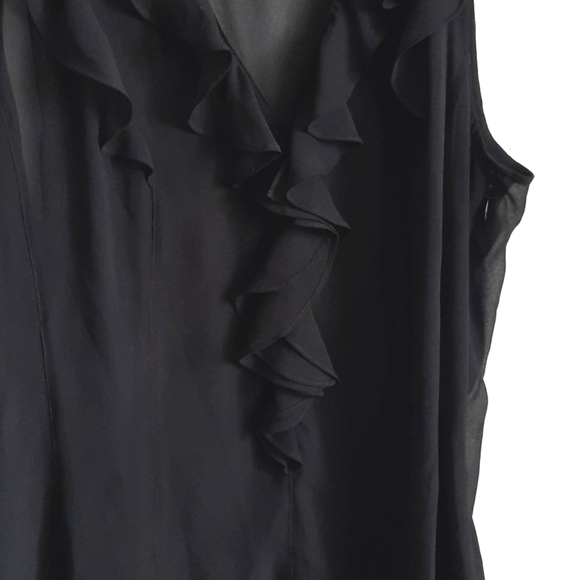 Black sheer top with ruffles.  Express design studio.  Size large. - Picture 2 of 2